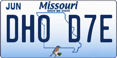 MO license plate DH0D7E