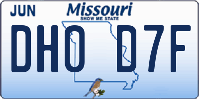 MO license plate DH0D7F
