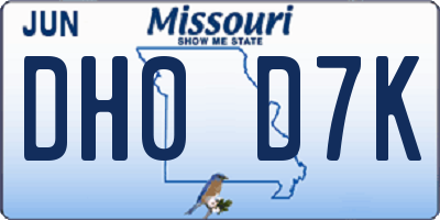 MO license plate DH0D7K