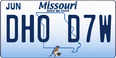 MO license plate DH0D7W