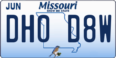 MO license plate DH0D8W