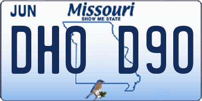 MO license plate DH0D9O
