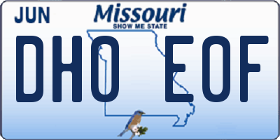 MO license plate DH0E0F