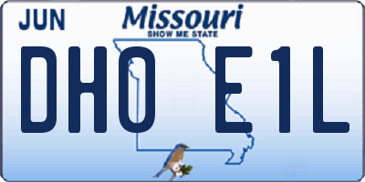 MO license plate DH0E1L