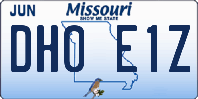 MO license plate DH0E1Z