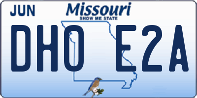 MO license plate DH0E2A