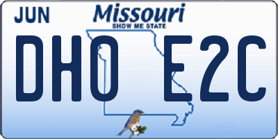 MO license plate DH0E2C