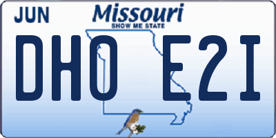 MO license plate DH0E2I