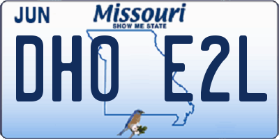 MO license plate DH0E2L