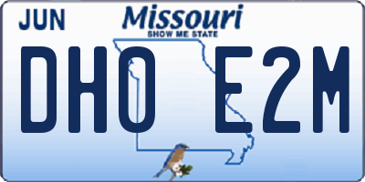 MO license plate DH0E2M