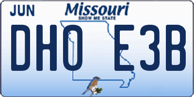 MO license plate DH0E3B