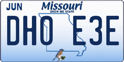 MO license plate DH0E3E