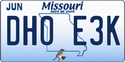 MO license plate DH0E3K