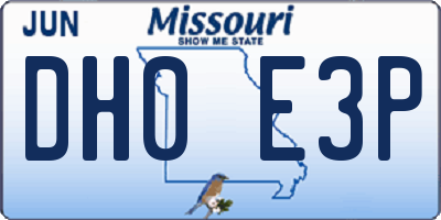 MO license plate DH0E3P