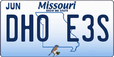 MO license plate DH0E3S