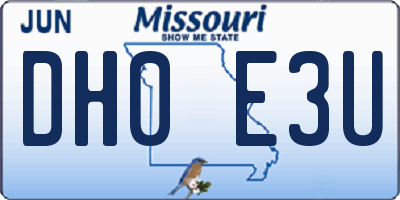 MO license plate DH0E3U