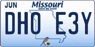 MO license plate DH0E3Y