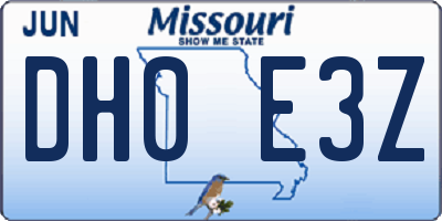 MO license plate DH0E3Z