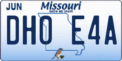 MO license plate DH0E4A
