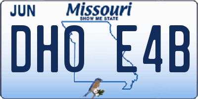MO license plate DH0E4B