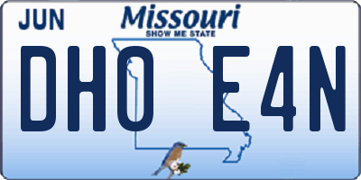 MO license plate DH0E4N
