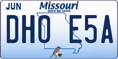 MO license plate DH0E5A