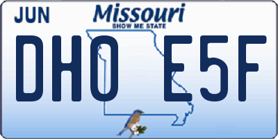 MO license plate DH0E5F