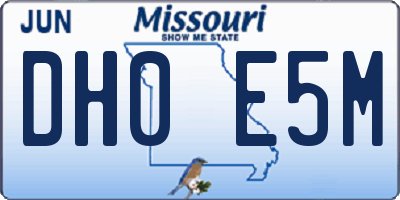 MO license plate DH0E5M