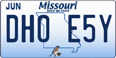 MO license plate DH0E5Y