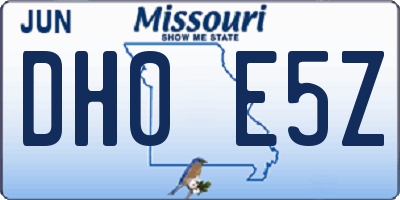 MO license plate DH0E5Z