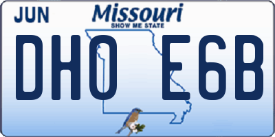 MO license plate DH0E6B