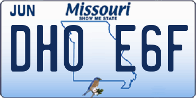 MO license plate DH0E6F