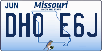 MO license plate DH0E6J
