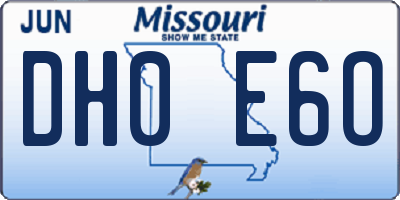 MO license plate DH0E6O