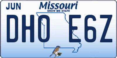 MO license plate DH0E6Z