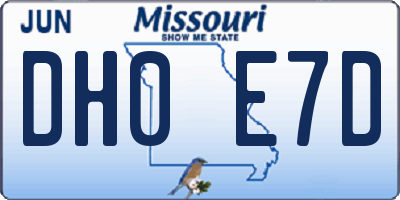 MO license plate DH0E7D