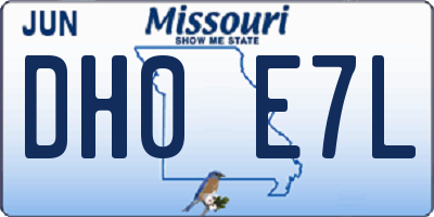 MO license plate DH0E7L
