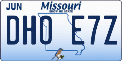 MO license plate DH0E7Z