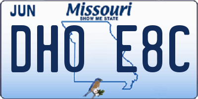 MO license plate DH0E8C