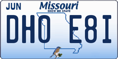 MO license plate DH0E8I