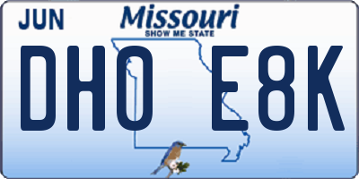 MO license plate DH0E8K