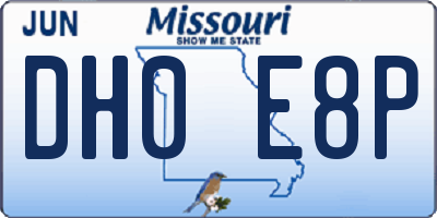 MO license plate DH0E8P