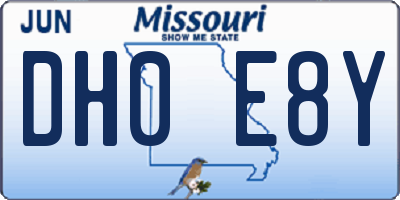 MO license plate DH0E8Y