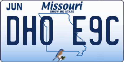 MO license plate DH0E9C