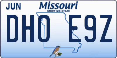 MO license plate DH0E9Z