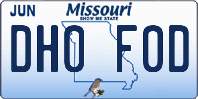 MO license plate DH0F0D