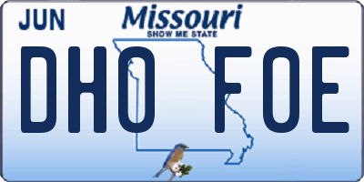 MO license plate DH0F0E