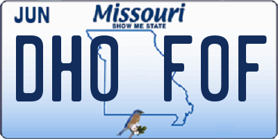 MO license plate DH0F0F
