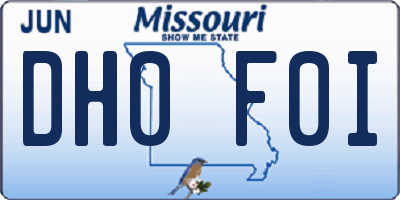 MO license plate DH0F0I