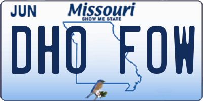 MO license plate DH0F0W